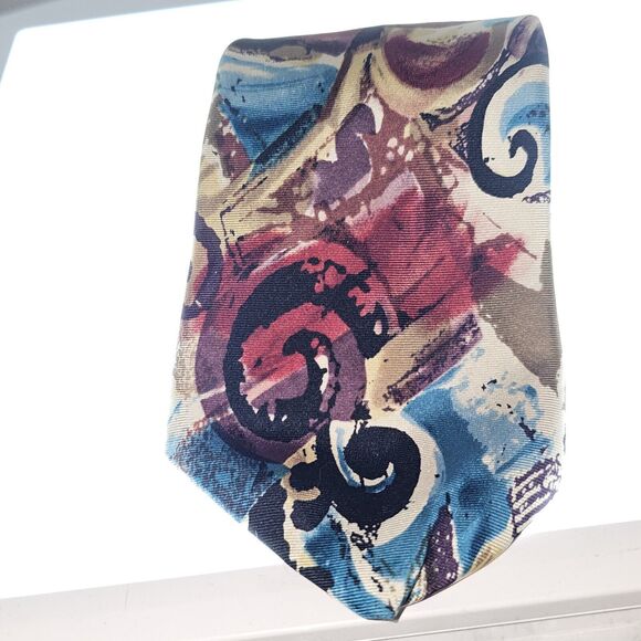 Hardy Amies Mens Tie - All London Silk - Abstract Colorful Pattern 56.5" x 3.5" - Picture 12 of 12